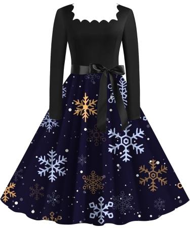 Hanxiulin Women's Christmas Hoodie Dress - Elk Party Sweatshirt with Pocket | Fashion Jumper for Autumn Winter - Dark Blue XXL - Buy Online on GoSupps.com