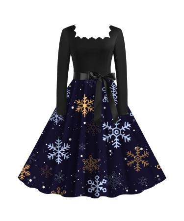 Hanxiulin Hoodie Women Christmas Pocket Christmas Elk Party Dresses Sweatshirt sweaty sweat jacket hooded sweater fashion dress with bag hoodie dress top jumper autumn winter dark blue xxl