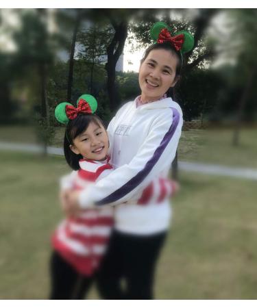 Glitter Mouse Ears Hair Hoop for Women/Girls - Butterfly Theme Headband for Birthday Party, Holiday, Park Photos - Green & Red Bow - Buy Online on GoSupps.com