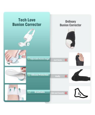 Tech Love Bunion Corrector for Men and Women - Adjustable Bunion Splint with Toe Straighteners, Silicone Pad, and Heel Strap - Buy Online on GoSupps.com