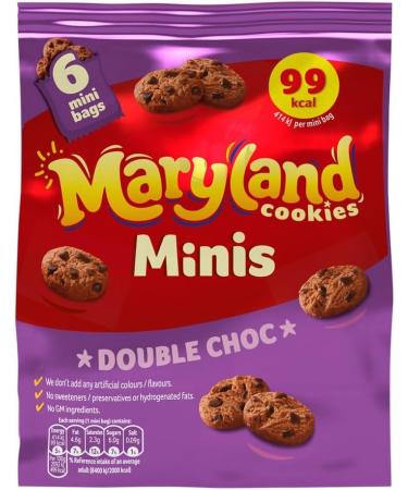 Chocolate Cookies Bundle with Maryland Mini Cookie Choc Chip 6 Pack 120g x2 and Double Chocolate 6 Pack 120g x2 (4 Pack) - Buy Online on GoSupps.com