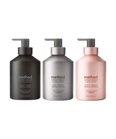 Method Gel Hand Soap Amber Violet Lavender and Vanilla Raspberry Variety Pack 3 ct. 10 oz. Amber + Violet Lavender + Vanilla Raspberry 36 Fl Oz (Pack of 1)