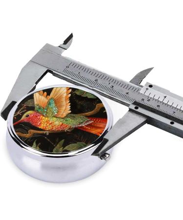 Colorful Hummingbirds Portable Metal Pill Box - Round Mini 3-Compartment for Travel - Perfect for Small Pills - Buy Online on GoSupps.com