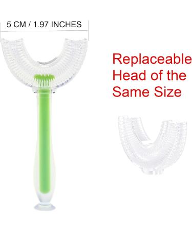 360 U-Shaped Toothbrush for Kids | Ages 2-8 | Includes Green & Blue Brush 3 Heads & Stickers | Perfect for All Rounded Teeth - Buy Online on GoSupps.com