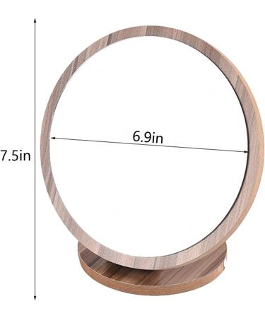 YOOMEISHALY Wooden 360-degree Rotating Desk Makeup Mirror - Portable Single-Sided Design for Bedroom & Bathroom - Buy Online on GoSupps.com