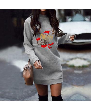 Hanxiulin Gray Christmas Sweater Dress - Sexy Long Sleeve Party Jumper for Women | Retro Classy Holiday Costume - Buy Online on GoSupps.com