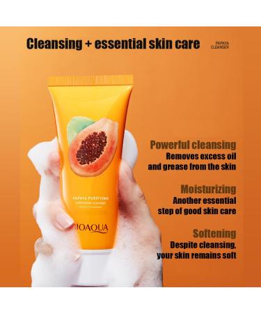 BIOAQUA Papaya Essence Purifying Moisturizing Face Cleanser Sodium Hyaluronate Facial Cleaning Nicotinamide100g / 3.53oz - Buy Online on GoSupps.com
