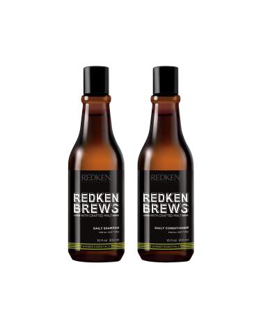 Redken Brews Daily Shampoo & Conditioner Set For Men Lightweight Cleanser For All Hair Types Shampoo & Conditioner 10 Fl Oz (Pack of 2)