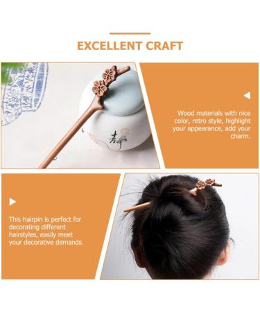 SHERCHPRY Chinese Hair Stick Peach Wood Hairpin Vintage Hair Clip Women's Hair Bun Pin - Buy Online on GoSupps.com