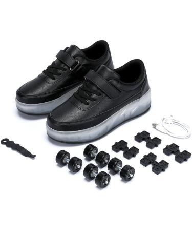 CHUSKSWARE YOURS GIFTS Adjustable Roll Shoes 4-in-1 Skateboard Shoes for Youth | Black & White (EU 32-39) - Buy Online on GoSupps.com