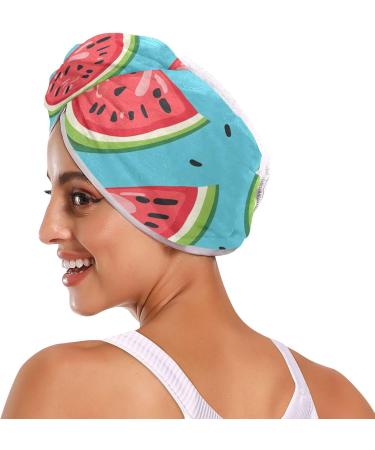 Watermelon Teal Hair Towel 2 Pack Super Absorbent Quick Dry Hair Turbans for Women & Girls | Perfect Hair Drying Solution - Buy Online on GoSupps.com