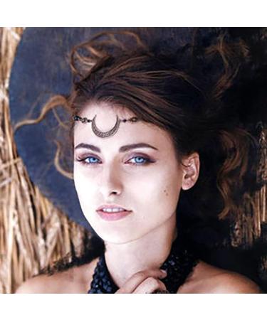 Fashband Moon Head Chain Black Beads Headpiece Vintage Festival Hair Chain Jewelry for Women - Buy Online on GoSupps.com