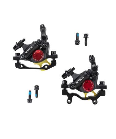 BUCKLOS Zoom HB-100 MTB Line Pulling Hydraulic Disc Brake Calipers Front + Rear, Aluminum Alloy Mountain Bike Hydraulic Disc Brakes with is/PM Universal Caliper Adapter for XC Trail, e-Bike, Fat Bike 1 pair black
