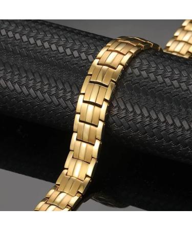 Vicmag Men Magnetic Bracelet - Titanium Steel Double Row 3500 Gauss Wristband with Adjustment Tool and Gift Box - Gold 4 Elements - Buy Online on GoSupps.com