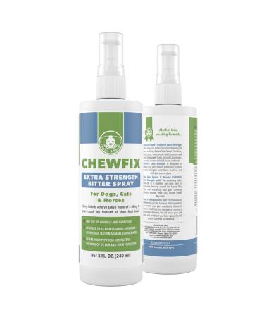 Professional Strength Pet Anti Chew Repellent - Chewfix Bitter Spray - Best Deterrent for Cat & Dog Indoor Training - Recommended No-Stain, Sting or Itch Formula to Stop Chewing - 365 Day Guarantee 8oz