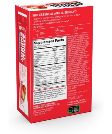 Optimum Nutrition Essential Amino Energy Plus Electrolytes - Strawberry Burst 7 Count Stick Packs | Energy Powder for Enhanced Performance - Buy Online on GoSupps.com