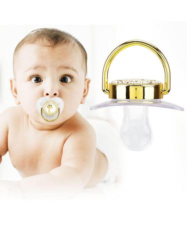 Golden Transparent Silicone Baby Pacifier for Baptism - Letter C | International Shipping Available - Buy Online on GoSupps.com