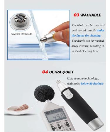 Ear and Nose Hair Trimmer - 2024 Professional Painless Facial Hair Clipper for Men & Women Waterproof Dual Edge Blades - Black - Buy Online on GoSupps.com