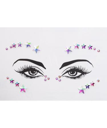 Star Face Stickers Stick on Face Costume Jewels Gems Self-Adhesive Makeup Halloween Rhinestone Stickers for Festival Holiday Party Dress Up Accessories