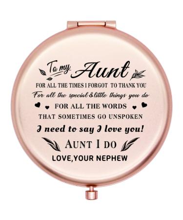 onederful Aunt Gifts Travel Compact Pocket Mirror for Aunt from Nephew  Birthday Mother s Day Ideas for Aunt -to My Aunt for (Rose Gold)