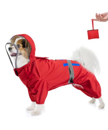 Eyin waterproof dog rain coat rain jackets for small dogs with hoods linen holes and reflective stripes dogs raincoat with food easy to wash and stow away S - Buy Online on GoSupps.com