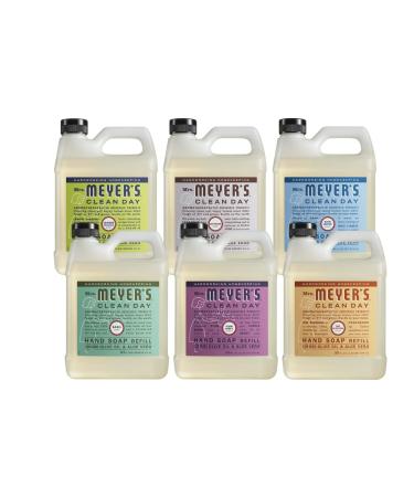 Mrs. MEYER'S Liquid Hand Soap New Everyday 6 Scent Variety Pack Refills 1 Rainwater 1 Oat Blossom 1 Plumberry 1 basil 1 lavender 1 Lemon Verbena 1 CT