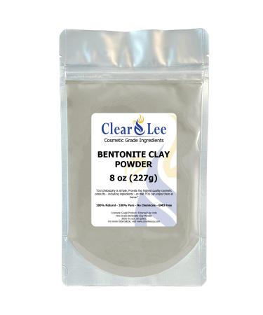 ClearLee Bentonite Clay Cosmetic Grade Powder - 100% Pure Natural Powder - Great For Skin Detox  Rejuvenation  and More - Heal Damaged Skin - DIY Clay Face Mask (8 oz)