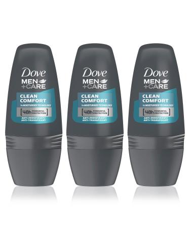 DOVE MEN + CARE Dove Men + Care Clean Comfort Anti-Perspirant Deodorant Roll On with Advanced Moisturizer technology giving 48 Hours Powerful Protection 50 ml (3 Pack)