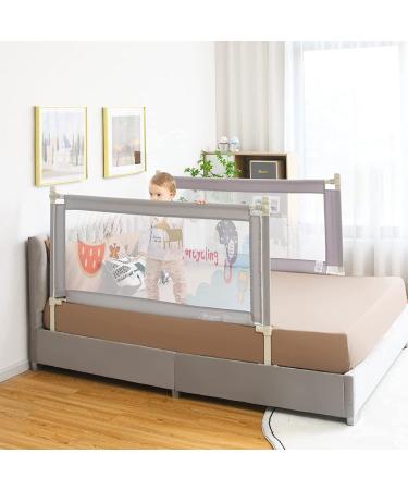 Baby Joy 57-Inch Bed Rail for Toddlers - Height Adjustable & Foldable Guard with Breathable Mesh - Grey - Buy Online on GoSupps.com