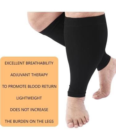 Plus Size Compression Calf Sleeves for Women & Men - Relief for Varicose Veins Edema Swelling & Shin Splints - 3XL Black - Buy Online on GoSupps.com