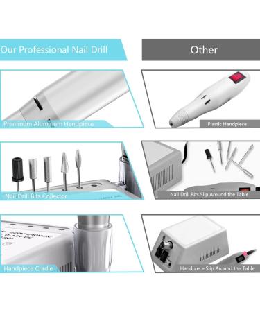 Professional Electric Nail Drill 20000 RPM Efile Kit | Manicure Grinder Tools for Acrylic Nails | Includes Nail Drill Bits Set and Sanding Bands | White - Buy Online on GoSupps.com