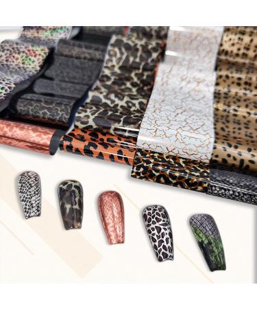 CHANGAR Animal Skin Style Nail Art Foil Transfer Decals 2 Boxes Serpentine Leopard Print Tiger Snake Skin Pattern Nail Foil Adhesive Stickers Starry Sky Manicure Transfer Tips Nail Art DIY Decoration - Buy Online on GoSupps.com