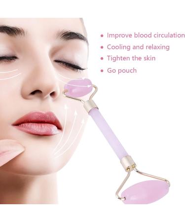 Rose Quartz Massage Roller - Double-Head Face Scooter | Crystal & Jade Skin Care Device for Wrinkle Removal & Slimming - Gold Edition - Buy Online on GoSupps.com