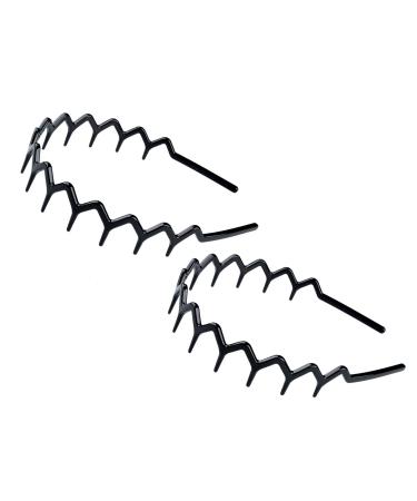 KALIYOTO Set of 2 Zig Zag Black Plastic Sharks ToothHair Comb Headband (2 Black Color)