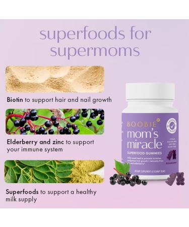Boobie Bears Lactation Support Gummies | Helps As Milk Supply Booster & Supports Immune Health & Hair Growth | Breastfeeding Supplements with Zinc & Elderberry for Milk Supply Increase 120 Count 60 Count (Pack of 2) - Buy Online on GoSupps.com