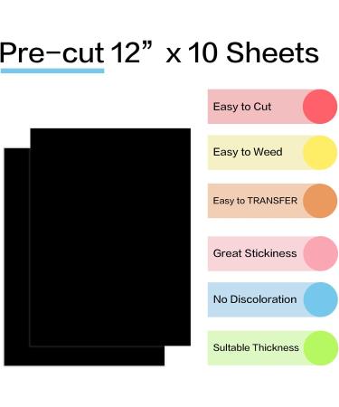 Joyinland 10 Pack Black HTV Heat Transfer Vinyl Bundle - 12 X 10 Sheets for Shirts - Cricut Iron On Vinyl HTV Sheets - Buy Online on GoSupps.com