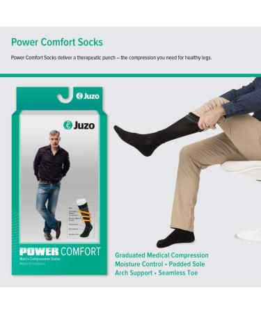 Juzo 20-30 mmHg Power Comfort Knee High Compression Sock - Heather Gray Large | Best International Shipping - Buy Online on GoSupps.com