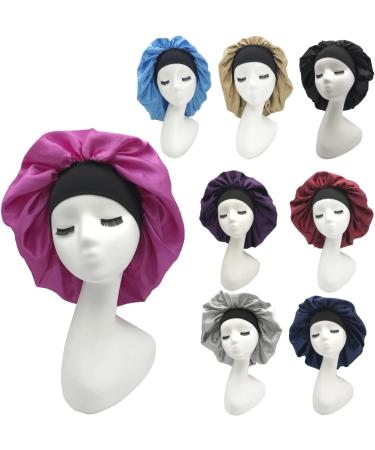 YUPs Large Wide Elastic Band Sleeping Satin Bonnet for Curly Afro Braids and Long Hair One Size-L Hot Pink - Buy Online on GoSupps.com