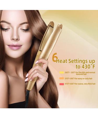 2-in-1 Twist Straightening Curling Iron - 5 Temp Settings - Hair Straightener and Curler - LED Display - Dual Voltage - A-Gold - Buy Online on GoSupps.com