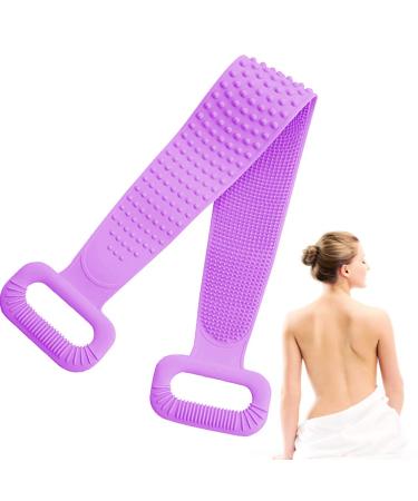 Inmorven back brush shower back scrubbing massage brush silicone 76cm body brush Calvation aid for back shower brush shower scrub foot peeling scrubber (purple) purple/76cm silicone