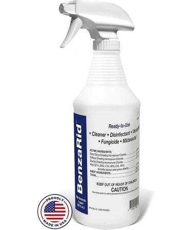 BenzaRid Professional Disinfectant 32oz | Medical Grade Sanitizer & Virucide | EPA Registered | Eradicates MRSA, H1N1, H5N1, Norovirus, Avian Flu, Staphylococcus | No Rinse, No Wipe Formula - Buy Online on GoSupps.com