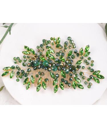 Jumwrit Rhinestone Wedding Hair Comb - Handmade Bridal Headpiece for Women - Green Wedding Hair Accessories - Buy Online on GoSupps.com