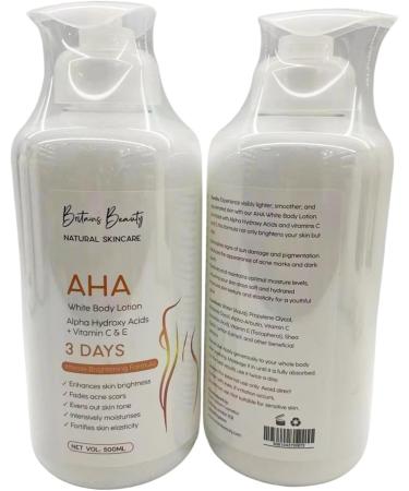 Britains Beauty AHA White Body Lotion with Alpha Hydroxy Acids Vitamin C & E Intense Brightening Formula for Smooth Moisturized Skin - 500ml (White 500ml) - Buy Online on GoSupps.com