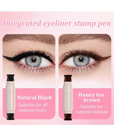 2pcs Eyeliner Stamp tampon eyeliner yeux Double Eye Liner Noir Waterproof Liquide Stamp S chage Rapide Longue Tenue Haute Pigmentation for Parties Travel Workdays Weddings - Buy Online on GoSupps.com