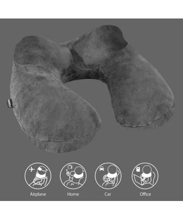 UROPHYLLA Inflatable Travel Pillow - Soft Velvet Neck Pillow for Airplane, Car & Office - Grey - Buy Online on GoSupps.com