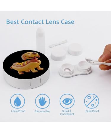Dachshund Hot Dog Bun Contact Lens Case with Mirror | Cute Travel Kit for Eye Care - Buy Online on GoSupps.com