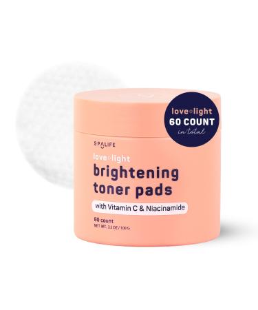 SpaLife Love & Light Radiating Toner Pads for Uneven Skin Tone Dark Spots & Discoloration Clogged Pores Dullness with Vitamin C Niacinamide Toner Pads for Face Face Pads Pre-Soaked Pads Love + Light Brightening