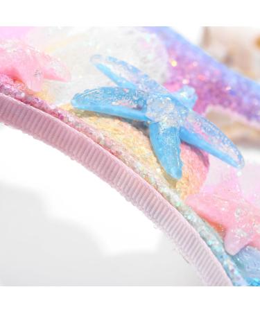IYOU Sequin Mermaid Headband Blue Starfish Hair Hoop Shell Party Costume Hair Accessories for Women and Girls - Buy Online on GoSupps.com