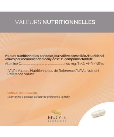 BIOCYTE Vitamine C Liposomale 500mg - Compl ment Alimentaire Energie et Immunit - 28 Comprim s Croquer (14x2 tubes) - Programme de 28 jours - Buy Online on GoSupps.com