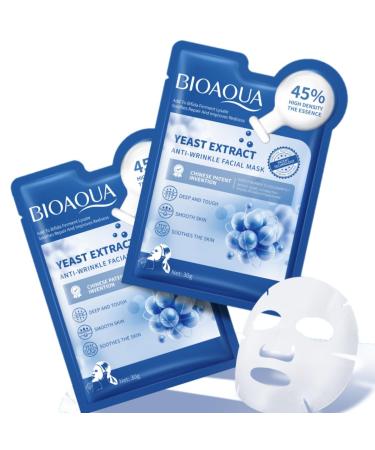 KARLOR Face Mask Anti-Wrinkle Face Mask Anti-Ageing Collagen Mask Collagen Reverse Film Mask with Yeast Extract Soluble Collagen Sheet Anti Ageing Mask Against Wrinkles (5 Pieces)